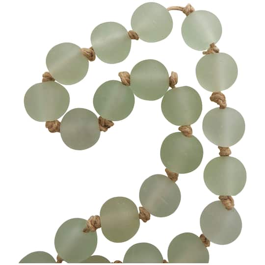 45" Handmade Round Frosted Glass Bead Garland with Tassels & Knotted Jute